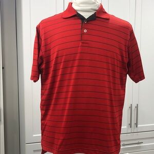 2 for $30 ⛳️Adidas Polo Shirt- Red w/ Black Pinstripes- Men’s Medium
